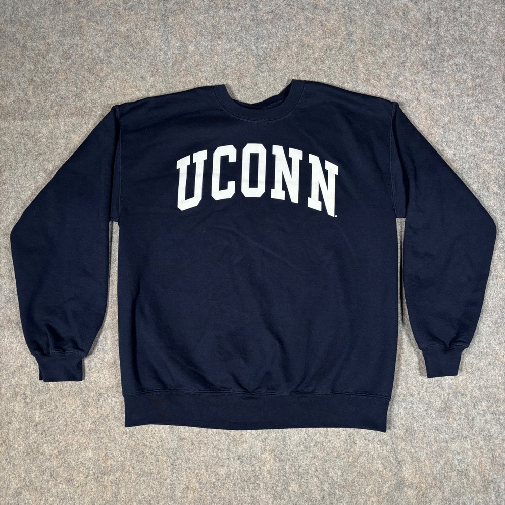 Fanatics UConn Sweatshirt Mens L Navy Huskies NCAA Crewneck Pullover Collegiate